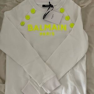 NWT Authentic Balmain embroidered sweatshirt logo appliqué signature buttons